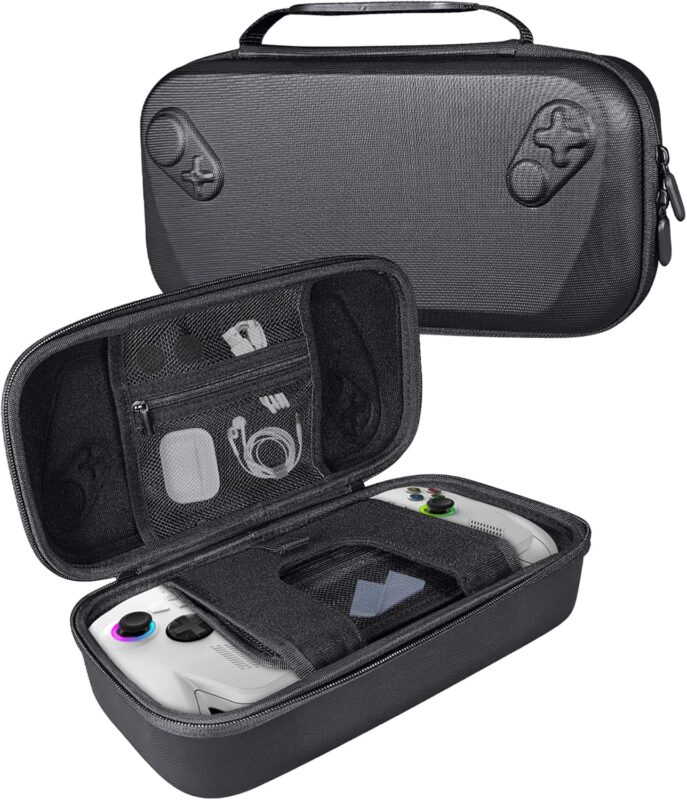 Carrying Case for Rog Xbox Ally X/Rog Xbox Ally 2025 DOBEWINGDELOU Handheld Console Protective Hard Carry Shell Portable Travel Bag Waterproof Dustproof Black (Upgrade)
