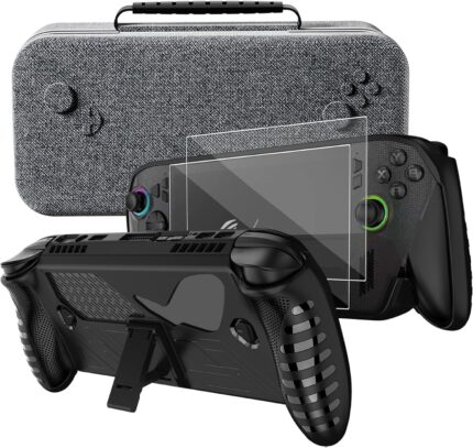 Carrying Case with Protective Cover and Screen Protector Compatible with Rog Xbox Ally X/Rog Xbox Ally 2025 Kaiplayhorizon 3 in 1 Accessories Set Hard Carry Box Protective Case 2 Pack Film Protector