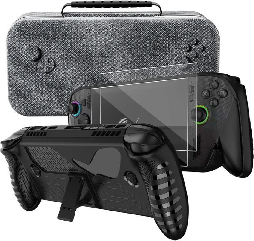 Carrying Case with Protective Cover and Screen Protector Compatible with Rog Xbox Ally X/Rog Xbox Ally 2025 Kaiplayhorizon 3 in 1 Accessories Set Hard Carry Box Protective Case 2 Pack Film Protector