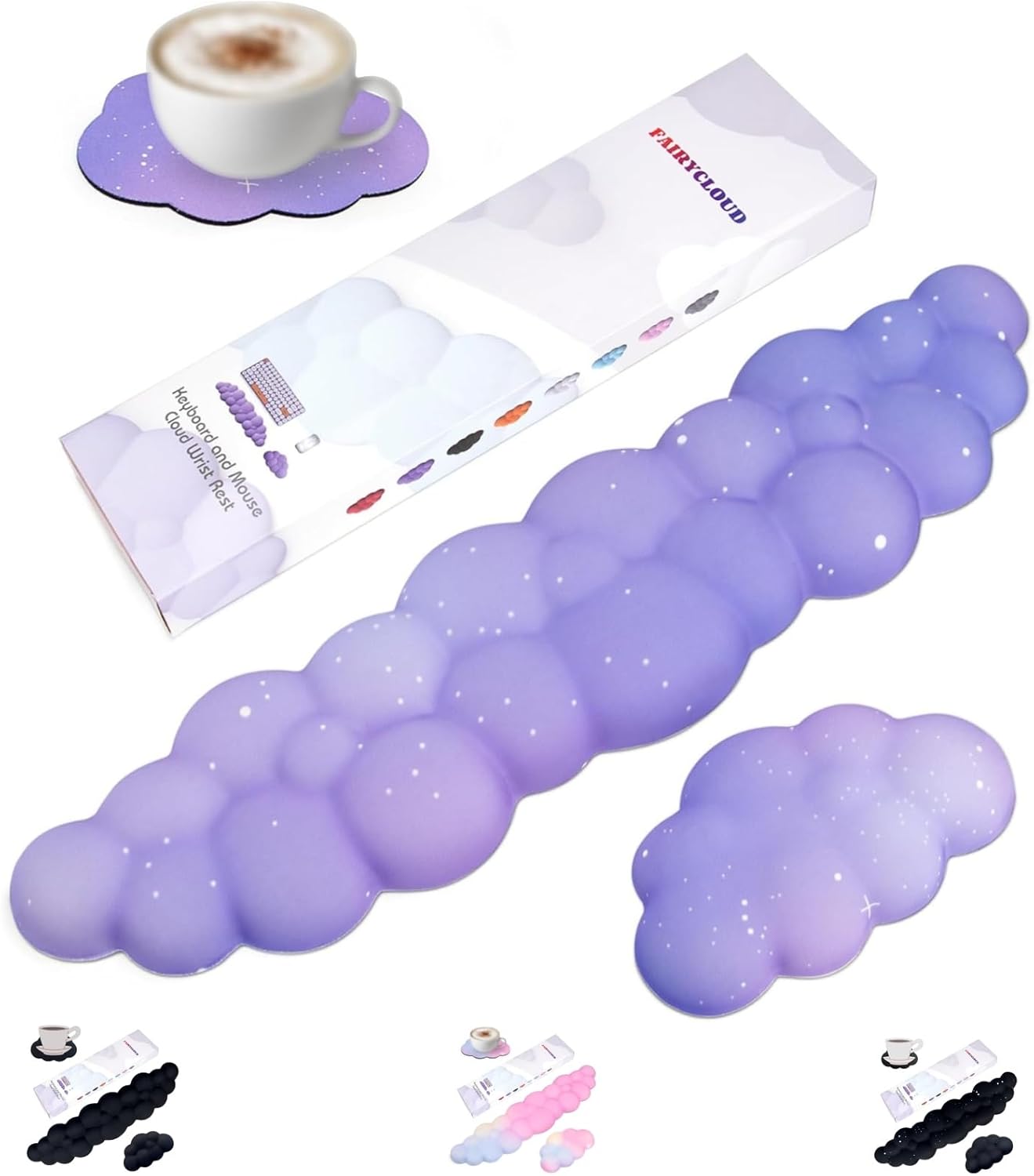 Cloud Wrist Rest Set for Keyboard and Mouse, Includes Cute Coaster, with Computers and Laptops(Purple Star Set) Cloud Wrist Rest Set for Keyboard and Mouse, Includes Cute Coaster, with Computers and Laptops(Purple Star Set)