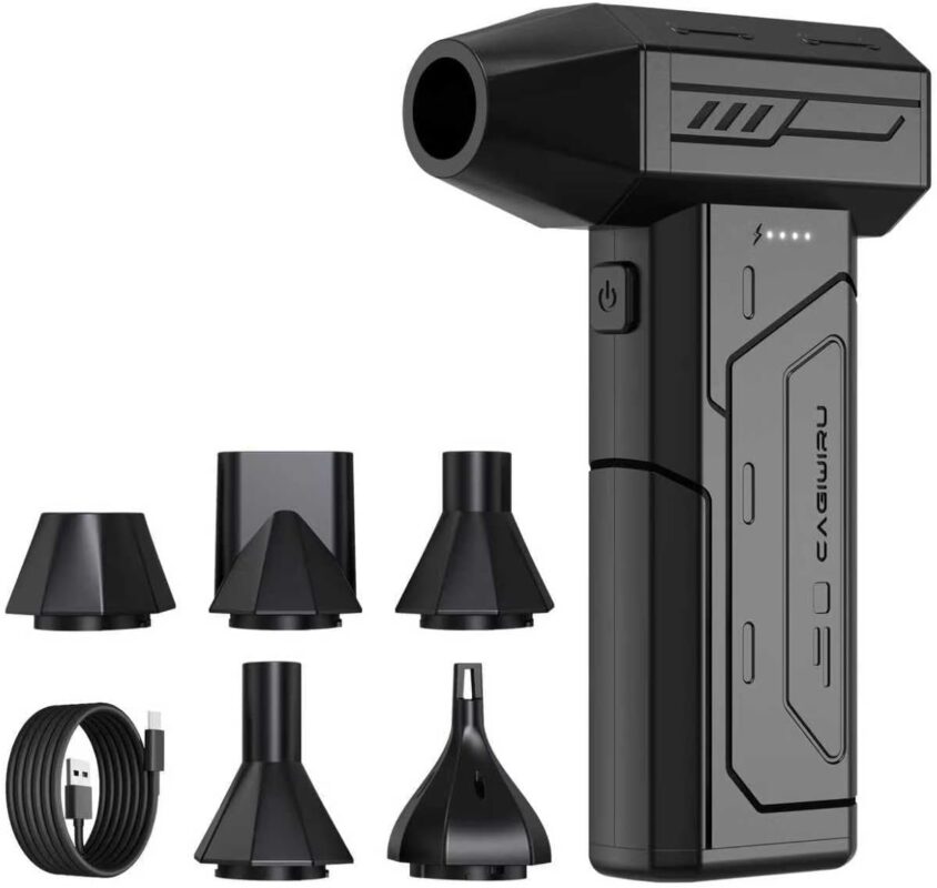 Compressed Air Duster,130000RPM Super Power Cordless Air Duster,Rechargeable Brushless Blower,3 Gear Adjustable Mini Blower with LED Light,Dust Remover for Computer/House/Outdoor/Car