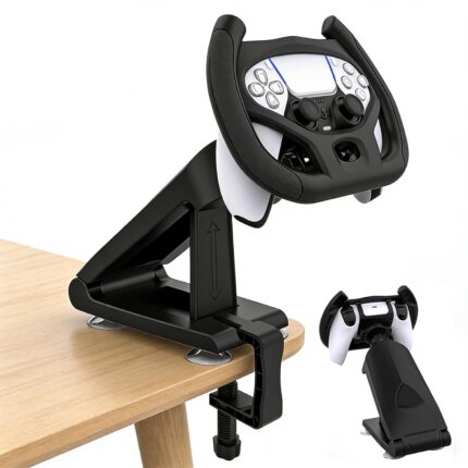 Crotrain Steering Wheels Stand for PS5 Controllers Driving Games, PS5 Gaming Racing Wheel Holder with 4 Table Suction Cup and Fixed Bracket for Sony Playstation 5 Dualsense Controller