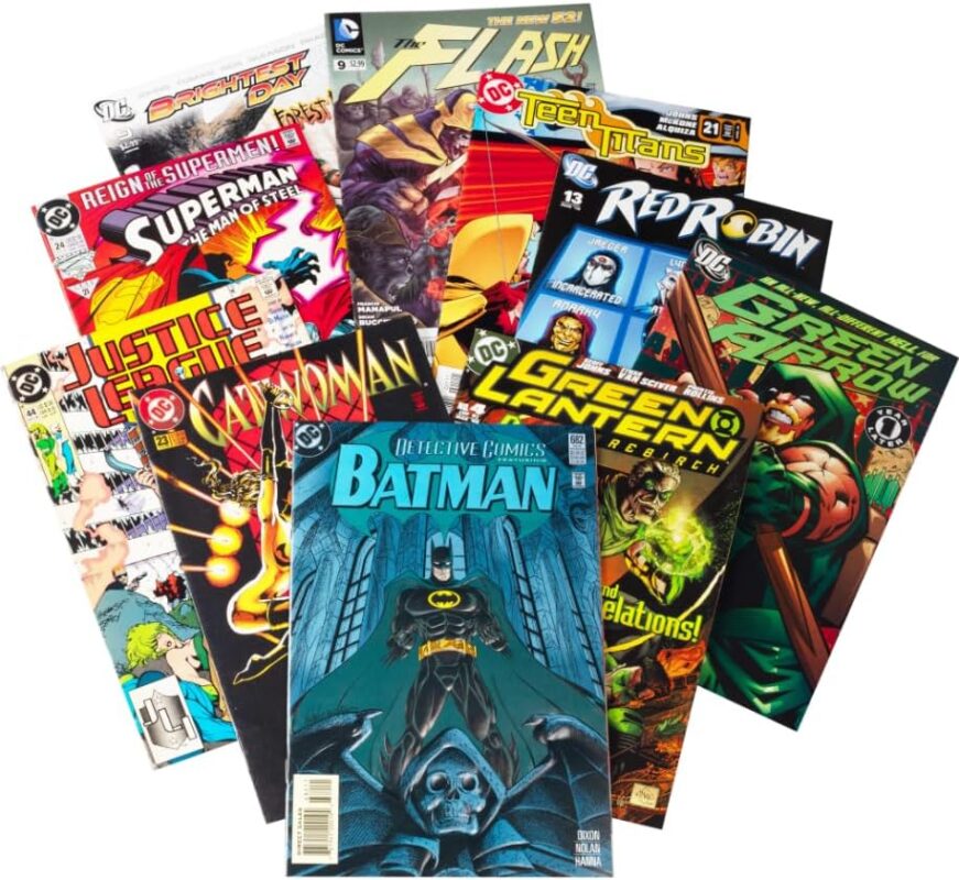 DC Ultimate Comic Book Gift Set- 10 Different DC Issues Including one Guaranteed Batman Issues - Kid/Adult Friendly w No Inappropriate Content- Birthday for Superman, Flash, Bat Man Fans