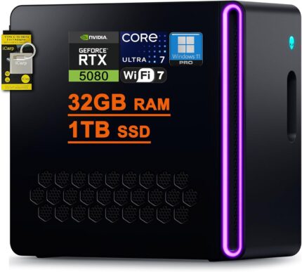 DELL Alienware Aurora ACT1250 Gaming AI Desktop Intel 20-core Ultra 7 Series 2 265F 32GB RAM 1TB SSD GeForce RTX 5080 16GB GDDR7 (Up to 1801 AI TOPS) Liquid Cooler 1000W PSU Win11Pro ICP Hub w/Copilot