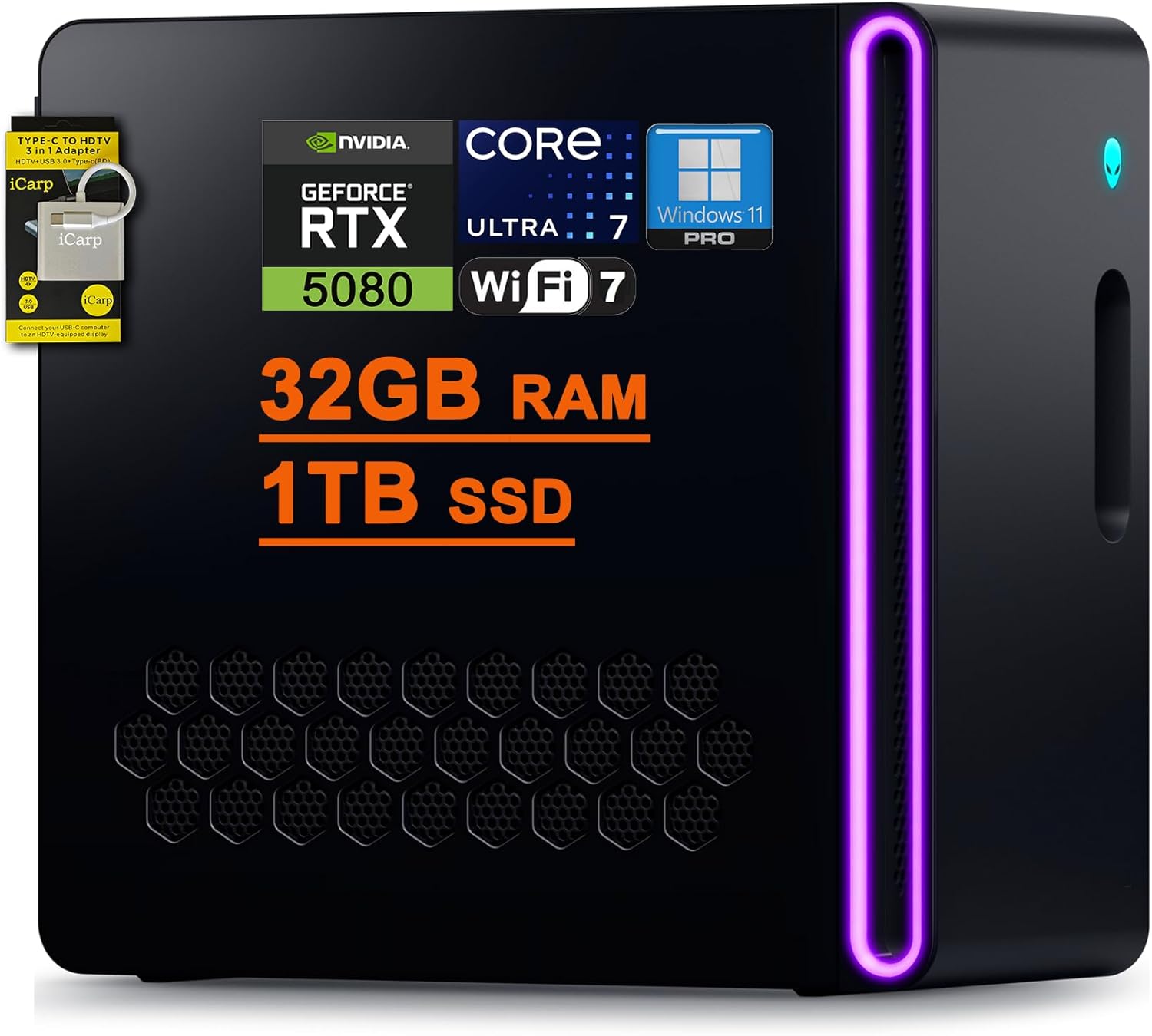 DELL Alienware Aurora ACT1250 Gaming AI Desktop Intel 20-core Ultra 7 Series 2 265F 32GB RAM 1TB SSD GeForce RTX 5080 16GB GDDR7 (Up to 1801 AI TOPS) Liquid Cooler 1000W PSU Win11Pro ICP Hub w/Copilot DELL Alienware Aurora ACT1250 Gaming AI Desktop Intel 20-core Ultra 7 Series 2 265F 32GB RAM 1TB SSD GeForce RTX 5080 16GB GDDR7 (Up to 1801 AI TOPS) Liquid Cooler 1000W PSU Win11Pro ICP Hub w/Copilot
