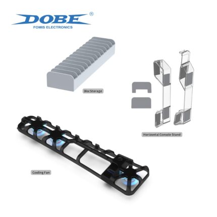 DOBE – 3-in-1 PS5 Slim Kit comes with PS5 SLIM Horizontal Bracket, Intelligent Temperature Control and Efficient Heat Dissipation, Game CD Case Organizer easy to store PS5 game discs, TP5-35129
