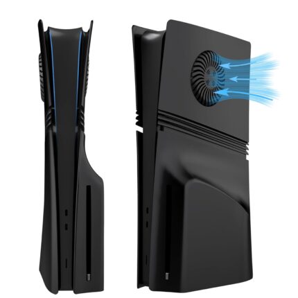 DOBEWINGDELOU Faceplate for PS5 Pro Disc Edition with Cooling Vent and Dust Filter, Face Plate Console Accessories Cover ABS Dustproof Replacement Side Shell Case Black