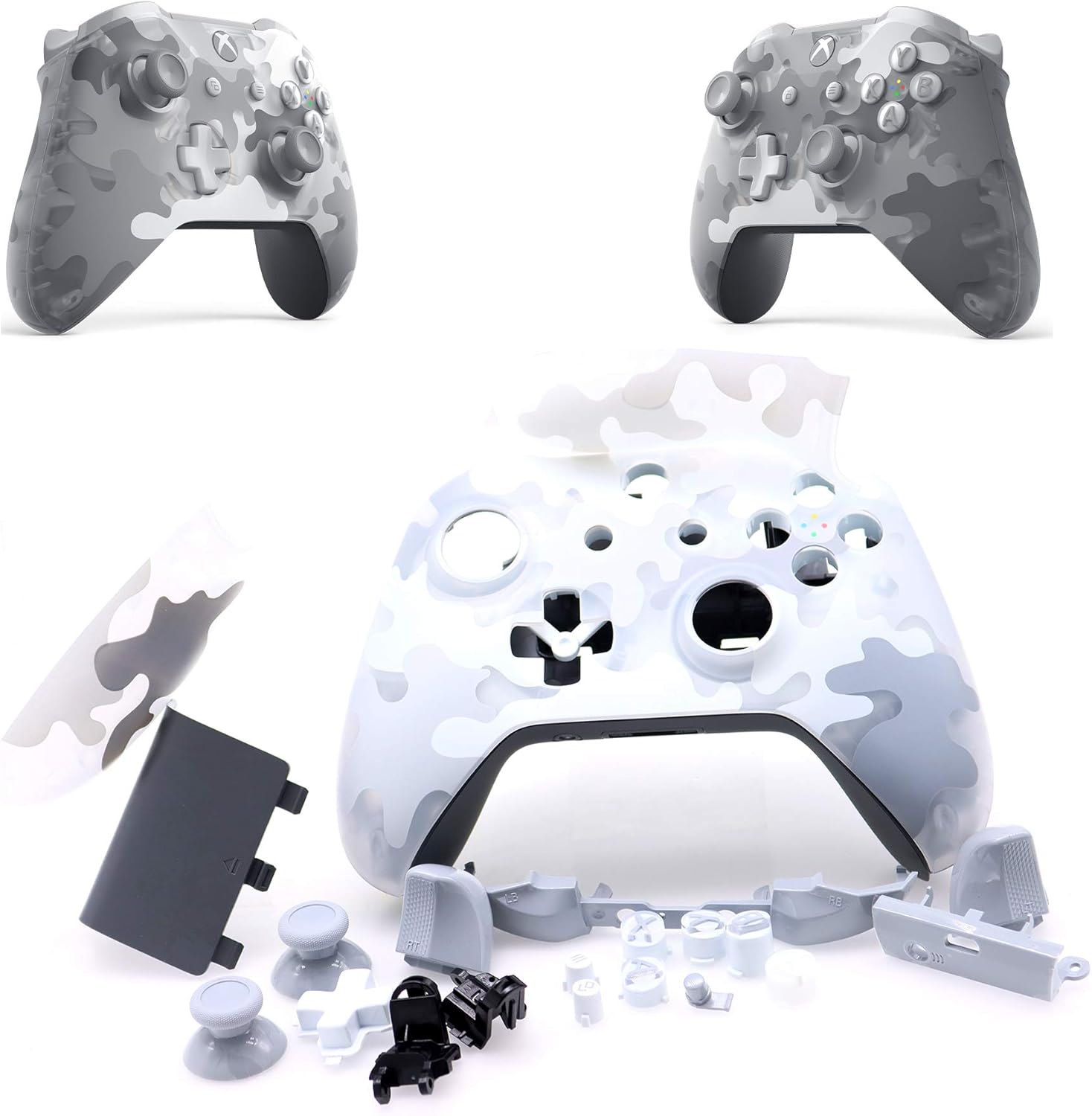 Deal4GO Translucent Faceplate Full Housing Shell kit w/Full Buttons Thumbsticks Replacement for Xbox One S Wireless Controller 1708 Arctic Camo Special Edition Deal4GO Translucent Faceplate Full Housing Shell kit w/Full Buttons Thumbsticks Replacement for Xbox One S Wireless Controller 1708 Arctic Camo Special Edition