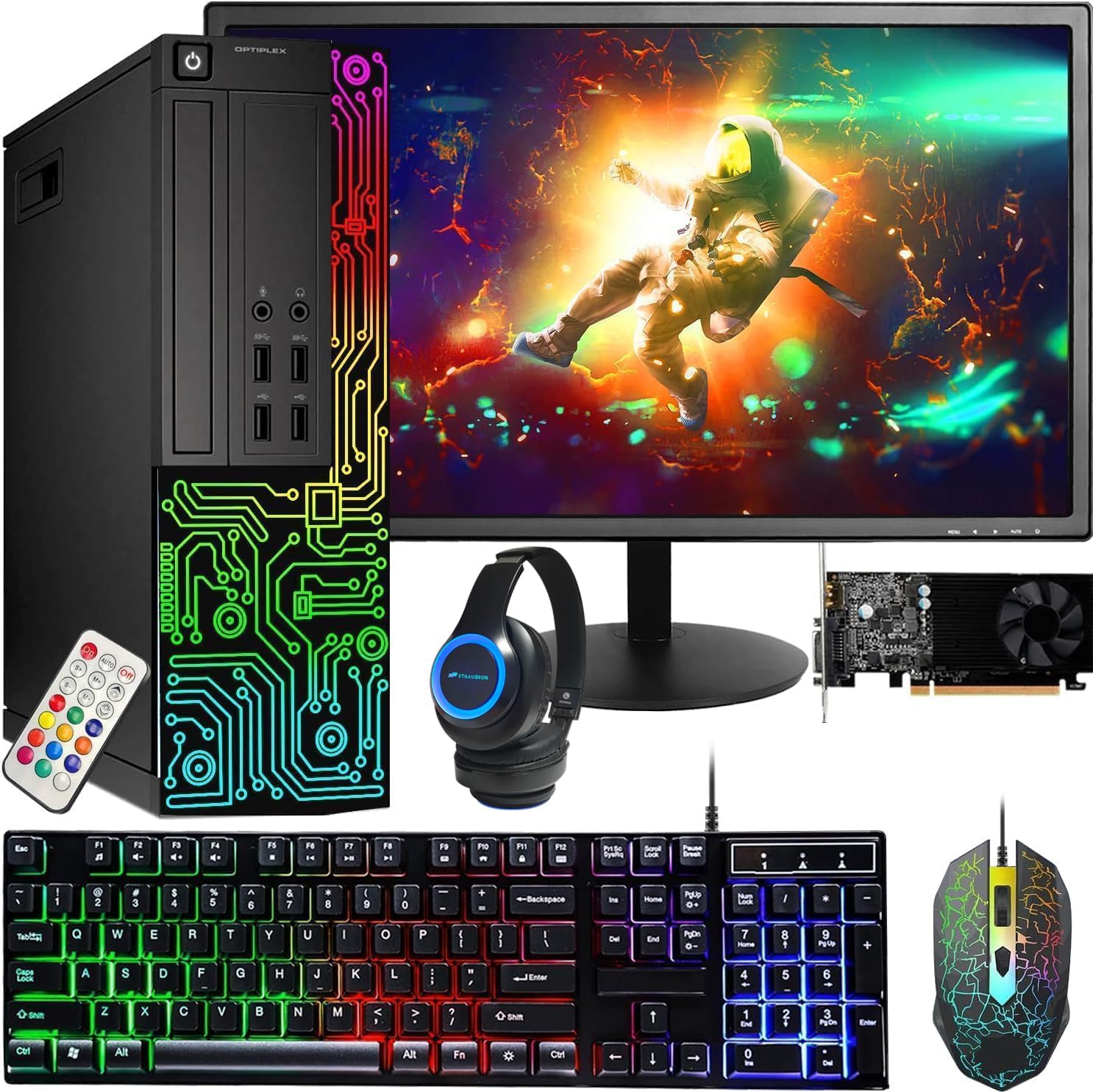 Dell RGB Gaming Desktop Computer PC, Intel Core i5, GeForce GT 1030 2GB GDDR5, 16GB RAM, 512GB SSD, 24 Inch HDMI Monitor, RGB Keyboard Mouse and Headset, WiFi, Windows 11 Pro (Renewed) Dell RGB Gaming Desktop Computer PC, Intel Core i5, GeForce GT 1030 2GB GDDR5, 16GB RAM, 512GB SSD, 24 Inch HDMI Monitor, RGB Keyboard Mouse and Headset, WiFi, Windows 11 Pro (Renewed)