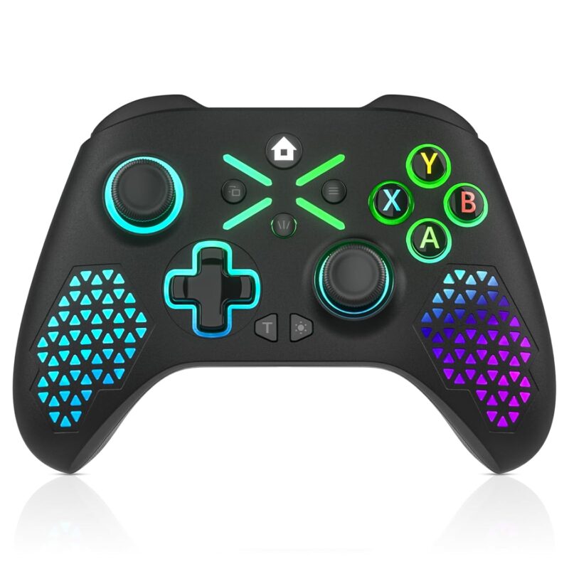 Dinosoo RGB Wireless Controller for Xbox Series X|S, Xbox One & Windows 10/11, Gaming Gamepad with Hall Trigger, Turbo, Macro, 3.5mm Audio Jack, 2.4GHz Adapter
