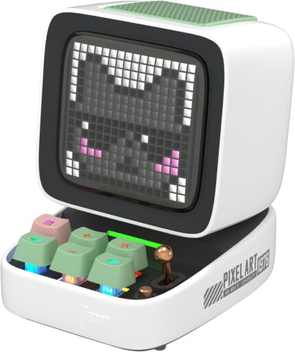 Divoom Ditoo Retro Pixel Art Game Bluetooth Speaker with 16X16 LED App Controlled Front Screen (White)