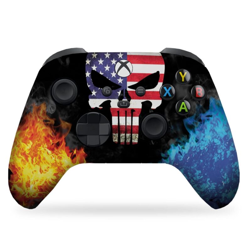 DreamController Americcan Warrior Skull Custom X-box Controller Wireless compatible with X-box One/Series X/S Proudly Customized in USA with Permanent HYDRO-DIP Printing (NOT JUST A SKIN)