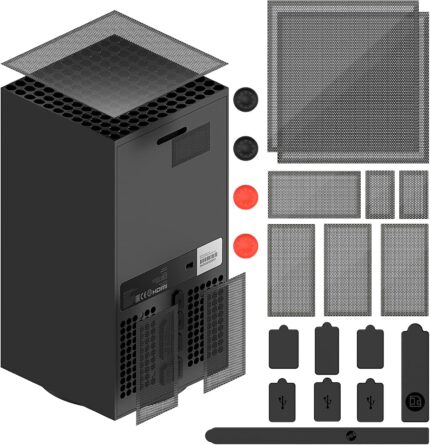 Dust Filter for Xbox Series X, Vent Dust Filter Cover Top Case Dust Proof Filter Cover for Xbox Series X with a Set Silicone Dust Plugs- 2 Pack