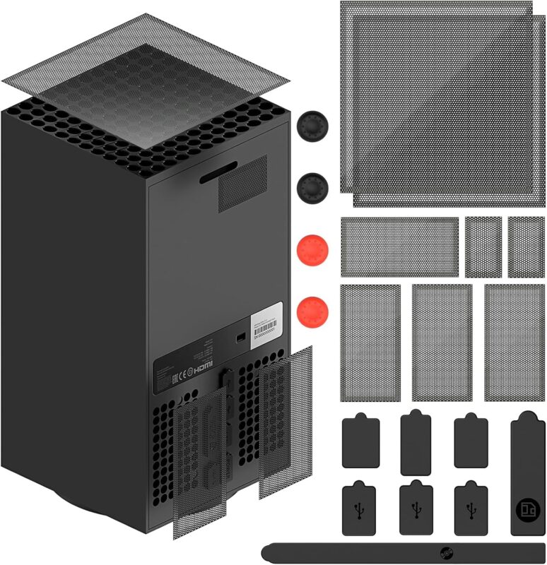 Dust Filter for Xbox Series X, Vent Dust Filter Cover Top Case Dust Proof Filter Cover for Xbox Series X with a Set Silicone Dust Plugs- 2 Pack