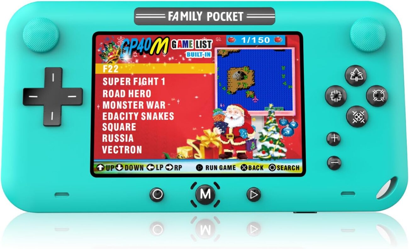 EASEGMER Retro Handheld Game Console for Kids & Adults - 4.0 Inch Portable Video Game Player with 150 Preloaded Classic Games, Big Screen, for Birthday, Christmas, Travel (Blue)