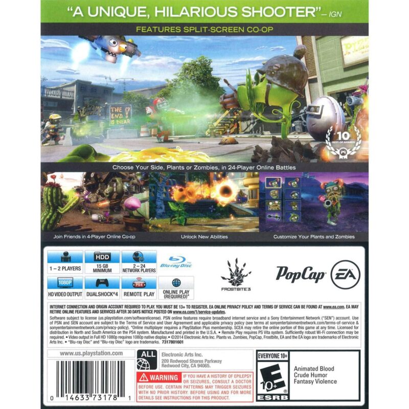 Electronic Arts Plants vs Zombies: Garden Warfare (PS4) Video Game