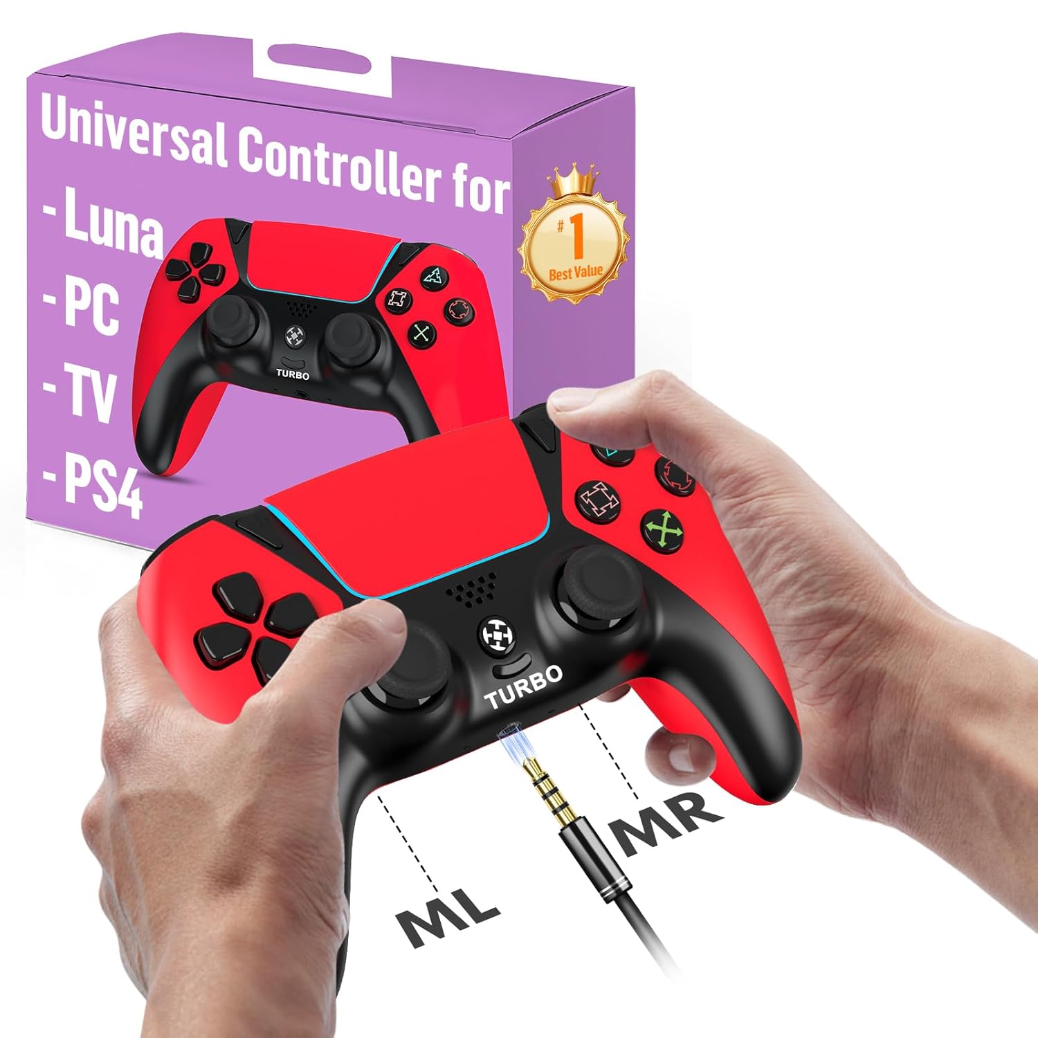 Enstixsm Game Controller for Luna Fire Stick TV PC PS4 Steam Phone Tablet, Wireless Control with 2 Back Paddles and Turbo, 1200mAh Built in Battery, Great Value Replacement for Luna Controllers, Red Enstixsm Game Controller for Luna Fire Stick TV PC PS4 Steam Phone Tablet, Wireless Control with 2 Back Paddles and Turbo, 1200mAh Built in Battery, Great Value Replacement for Luna Controllers, Red