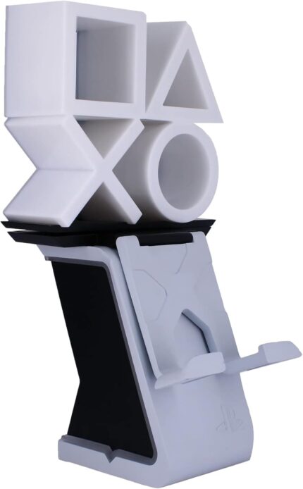 Exquisite Gaming Cable Guys LED Ikons: PlayStation Logo – Charging Phone & Controller Holder – Light Up Gaming Controller/Mobile Phone/Charging Holder. 4′ Charging Cable, Multicolor (CGIKPS400452)