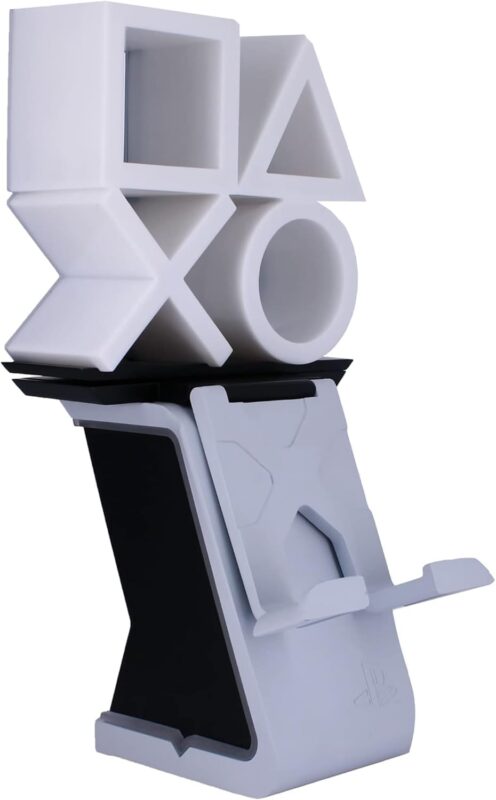 Exquisite Gaming Cable Guys LED Ikons: PlayStation Logo - Charging Phone & Controller Holder - Light Up Gaming Controller/Mobile Phone/Charging Holder. 4' Charging Cable, Multicolor (CGIKPS400452)