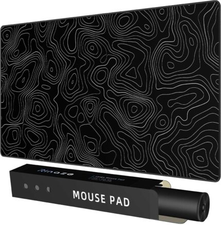 Extra Large Gaming Mouse Pad with Black Topographic, XXL Mousepad, Big Mouse Mat Desk Pad, Non Slip Keyboard Pad for Gaming Computer Laptop PC Office Desk Accessories