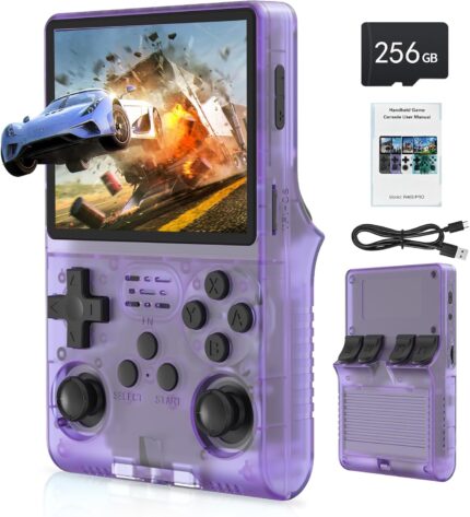 FVBADE 【30000 in 1】 R40S PRO Handheld Game Console 3.5 inch IPS Screen Mini Retro Console 3800mAh Portable Pocket Arcade 12+ Mainstream Emulator 256G TF Card Transparent