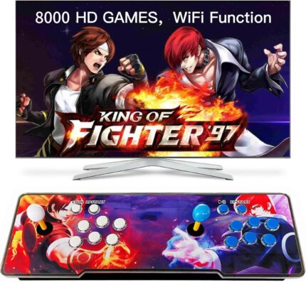 FVBADE[8000 Games in 1]18S Pandora Box Arcade Game Console WiFi Function to Add More Games Compatible PC & Projector & TV ,3D Games 4 Players Category Favorite List Save/Search/Hide/Pause/Delete Games