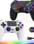 Fanyooge Controller for PS4, 2 Pack Spider Pattern RGB Controller for Ps4 with Hall Effect Joystick/1000mAh Battery/USB C/Dual Vibration/6-Axis Gyro/3.5mm Audio Jack