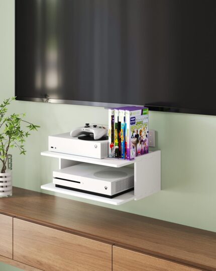 Floating Under TV Game Shelf Stand for Xbox Series S/X, Projector/Router/Entertainment Center, Projector Holder Accessories