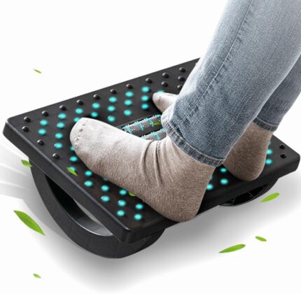 Foot Rest for Under Desk at Work – Ergonomic Foot Stools for Under Office Desk – Rocking Footrest with Roller Massager – Leg Rest for Chair, Computer Gaming – Promote Leg Circulation