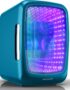 Frigidaire Gaming Light Up Mini Beverage Refrigerator, 6 can, 4 liters, Cooler with large see through door and LED lights Perfect for Gaming Experience, Home, Office, or Cars.12V Charger (Blue)