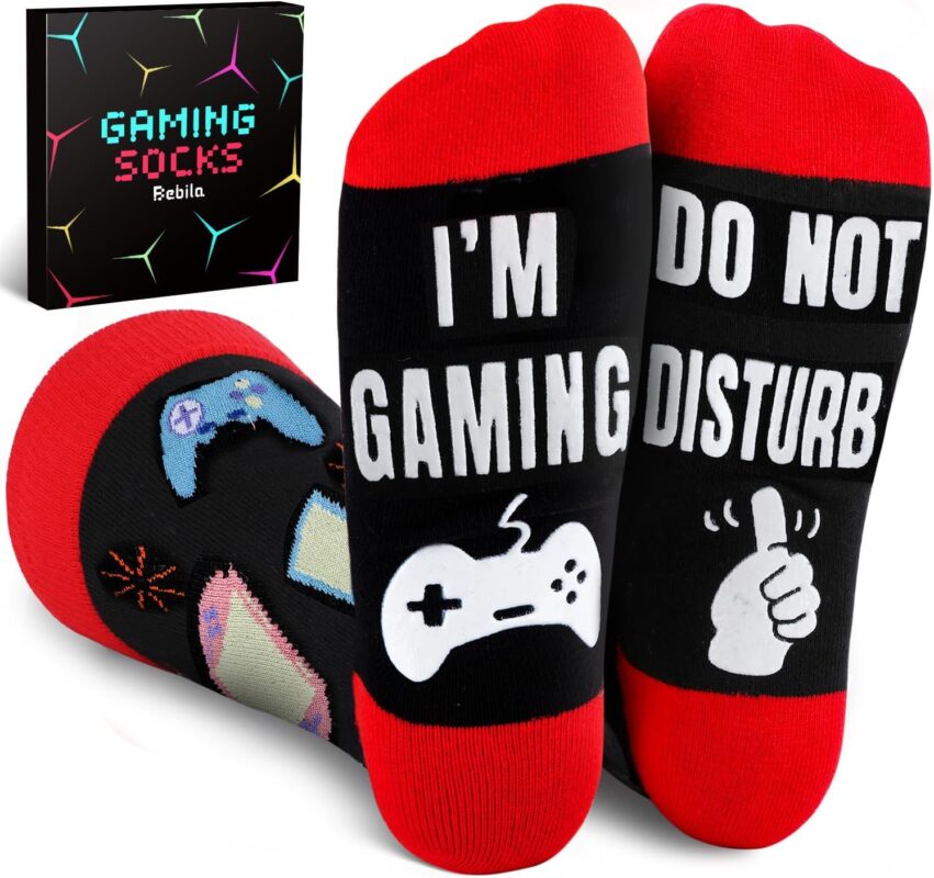 Funny Gaming Socks for Men Teen Boys Christmas Stocking Stuffers for Men Christmas Gifts for Boyfriends Dads Novelty Socks
