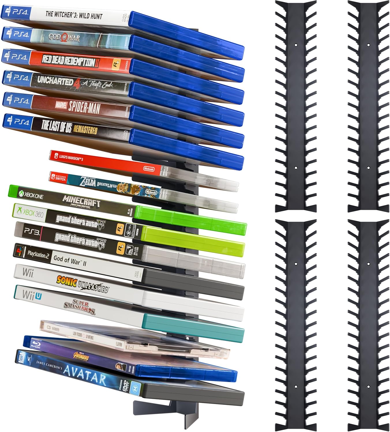 Funturbo Video Game Storage Wall Mount Game Case Holder, Metal Wall Mounted Media Storage Shelves for PS, Xbox, Switch Game Organizer (4-Pack) Funturbo Video Game Storage Wall Mount Game Case Holder, Metal Wall Mounted Media Storage Shelves for PS, Xbox, Switch Game Organizer (4-Pack)