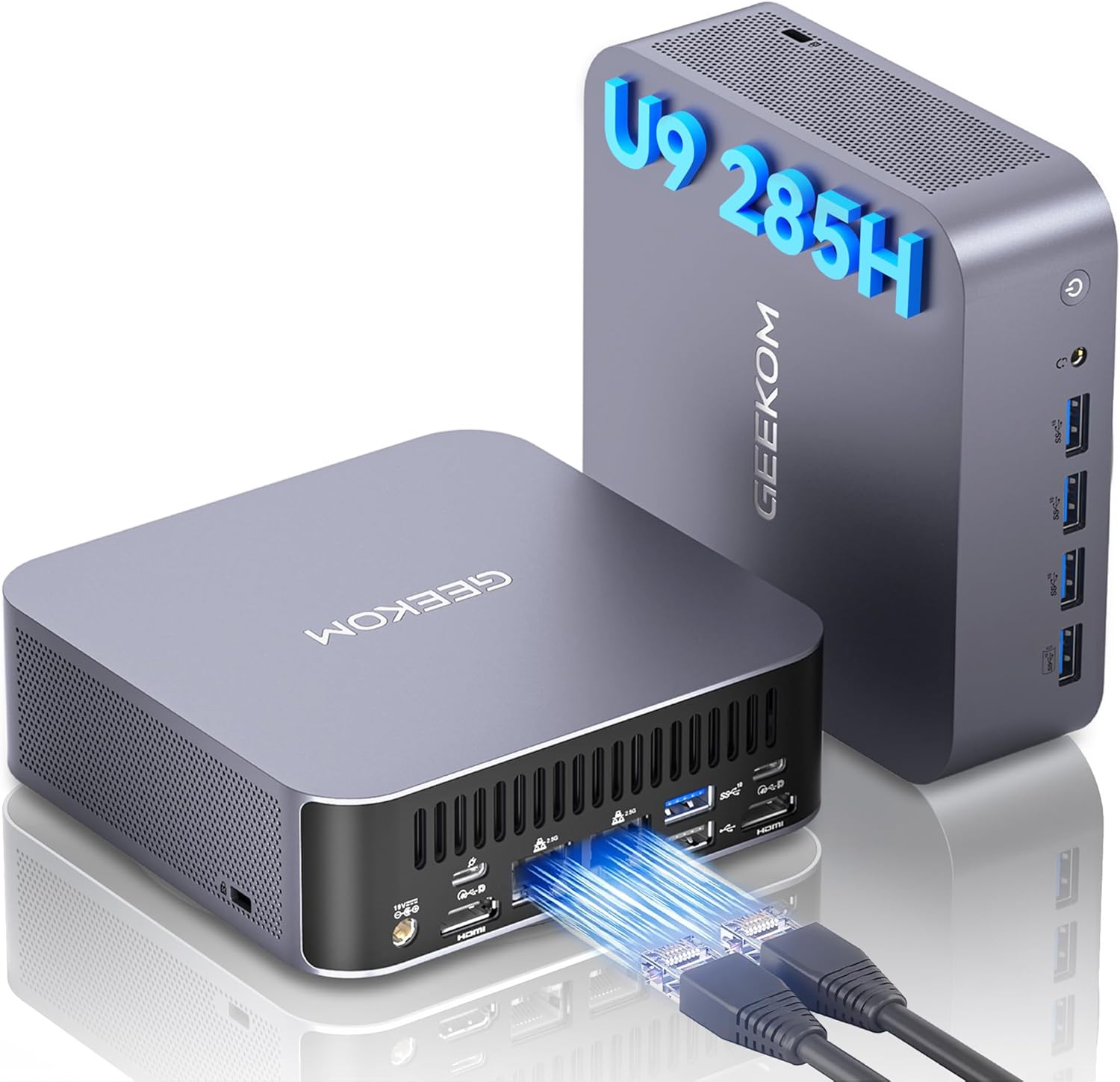 GEEKOM GT2 Mega Ai Mini PC, with Intel Core Ultra 9 285H&Arc 140T GPU (99 Tops), 32GB DDR5 (Not LPDDR), 2TB SSD, Windows 11 Pro, WiFi 7, Dual 2.5GbE, USB4, 8K, Desktop Computer for Home Office&Gaming GEEKOM GT2 Mega Ai Mini PC, with Intel Core Ultra 9 285H&Arc 140T GPU (99 Tops), 32GB DDR5 (Not LPDDR), 2TB SSD, Windows 11 Pro, WiFi 7, Dual 2.5GbE, USB4, 8K, Desktop Computer for Home Office&Gaming