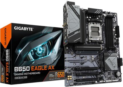 GIGABYTE B650 Eagle AX AM5 LGA 1718 AMD B650 ATX Motherboard, DDR5, Triple M.2 (1x PCIe 5.0 M.2 + 2X PCIe 4.0 M.2), USB 3.2 Gen2x2 Type-C, AMD Wi-Fi 6E, Realtek GbE LAN