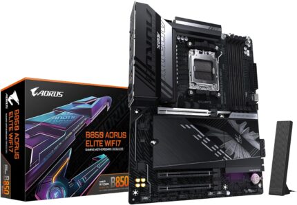 GIGABYTE B850 AORUS Elite WIFI7 AMD AM5 LGA 1718 Motherboard, ATX, DDR5, 3X M.2, PCIe 5.0, USB-C, WIFI7, 2.5GbE LAN, EZ-Latch, 5-Year Warranty