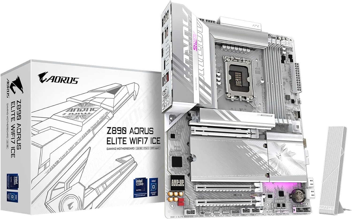 GIGABYTE Z890 AORUS Elite WIFI7 ICE Intel Core Ultra (Series 2) LGA 1851 Motherboard, ATX, DDR5, 3X M.2, PCIe 5.0, Thunderbolt 4, WIFI7, 2.5GbE LAN, EZ-Latch GIGABYTE Z890 AORUS Elite WIFI7 ICE Intel Core Ultra (Series 2) LGA 1851 Motherboard, ATX, DDR5, 3X M.2, PCIe 5.0, Thunderbolt 4, WIFI7, 2.5GbE LAN, EZ-Latch