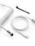 GUNMJO Pro Custom Coiled USB C Cable for Gaming Keyboard, Double-Sleeved Mechanical Keyboard Cable with Detachable Metal Aviator, 1.5M USB-C to USB-A, White Color