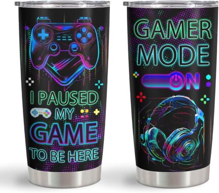 Gamer Gifts, Cool Gifts for Men Teenage Boyfriend Teen Boys Girls, Gaming Mug, Video Game Cup, Birthday Present for Game Lovers Tumbler 20oz 1 PC