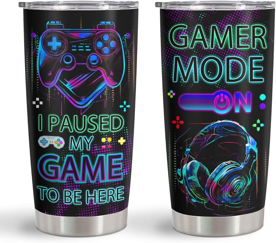 Gamer Gifts, Cool Gifts for Men Teenage Boyfriend Teen Boys Girls, Gaming Mug, Video Game Cup, Birthday Present for Game Lovers Tumbler 20oz 1 PC