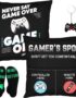 Gamer Gifts for Teenage Boys Men, Gaming Accessories for Room, for Gamers, Game Room Decor, Gaming Pillow Case and Gaming Socks for Teen Boys Men Son Husband Boyfriend (black-2pocket 1)