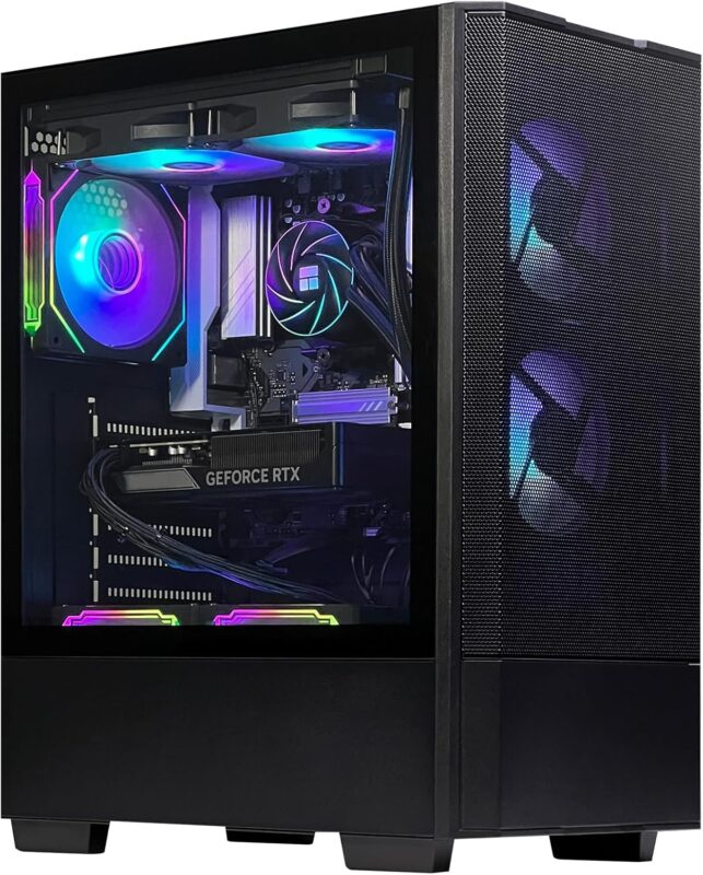 Gaming Desktop PC - AMD R5 9600X GeForce RTX 5060 8GB, 32GB DDR5 6000 RAM,1TB NVMe SSD,240mm Water Cooling&7 ARGB Fans, Prebuilt Gaming Computer