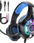 Gaming Headset for PC, Ps5, Switch, Mobile, Gaming Headphones for Nintendo with Noise Canceling Mic, Deep Bass Stereo Sound