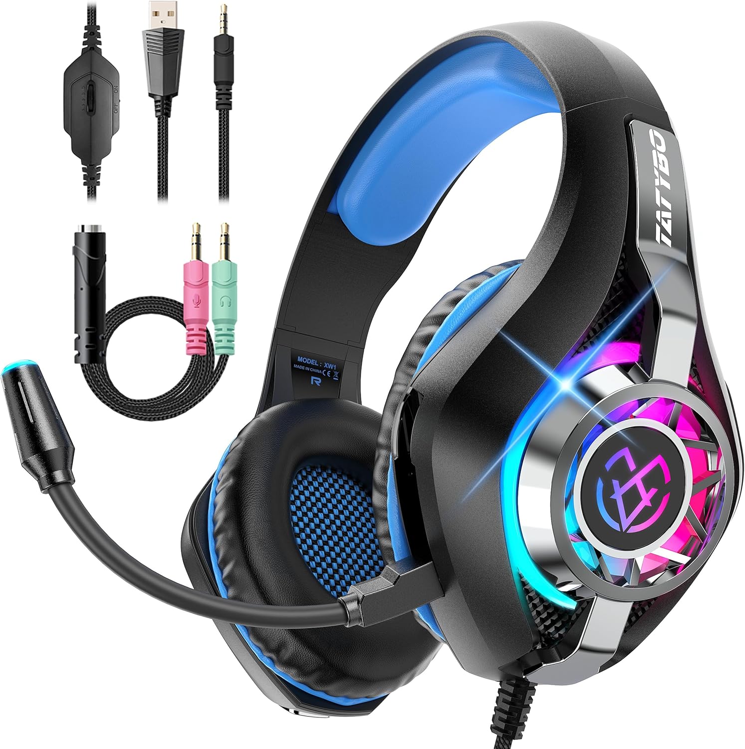 Gaming Headset for PC, Ps5, Switch, Mobile, Gaming Headphones for Nintendo with Noise Canceling Mic, Deep Bass Stereo Sound Gaming Headset for PC, Ps5, Switch, Mobile, Gaming Headphones for Nintendo with Noise Canceling Mic, Deep Bass Stereo Sound