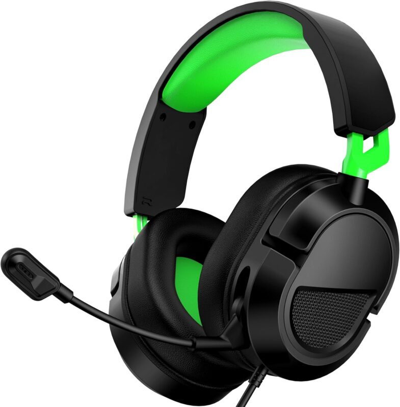 Gaming Headset for Xbox Series X、Xbox Series S/One、PS5、PS5Pro、PS4、PC 207g Headset with Clear Mic for Work 𝟐𝟎𝟐𝟓 𝐔𝐩𝐠𝐫𝐚𝐝𝐞 Wired Gaming Headphones with Mic、3.5mm Splitter、79in Cable.Gamer Gifts