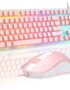 Gaming Keyboard and Mouse Combo, K1 RGB LED Backlit Keyboard with 104 Keys Computer PC Gaming Keyboard for PC/Laptop (Pink)