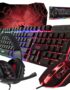 Gaming Keyboard and Mouse and Mouse pad and Gaming Headset, Wired LED RGB Backlight Bundle for PC Gamers and Xbox and PS4 Users - 4 in 1 Edition Hornet RX-250