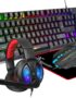 Gaming Keyboard and Mouse,Headphones,Mouse pad，All in One Combo for PC Gamers and Xbox and PS4 Users