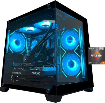 Gaming PC Desktop Computer, Ryzen 7 5700X,RTX 5060,32GB DDR4 RAM and 1TB M.2 NVMe SSD, 240 Liquid Cooler, ARGB Fans,Game Design Office