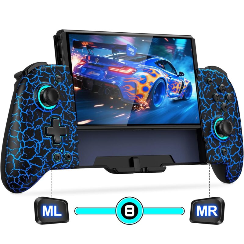 Gammeefy Switch Controller for Nintendo Switch/Switch OLED, (No Drift, No Deadzone) Hall Effect Joystick Wireless Switch Joypad With 9 Lights Color, One-Piece Switch Remote with Turbo Programming, Game Boy Color