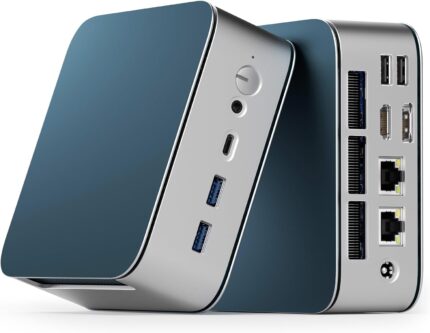 Getorli Mini PC, Dual LAN AMD R5 7430U(Max 4.3GHz), Mini Computers 16GB DDR4 RAM 1TB SSD, Mini Desktop Computer 4K 60Hz Displays/HDMI/Type-C/USB Ports/RJ45/WiFi 6/BT5.0 for Home/Office/Casual Games